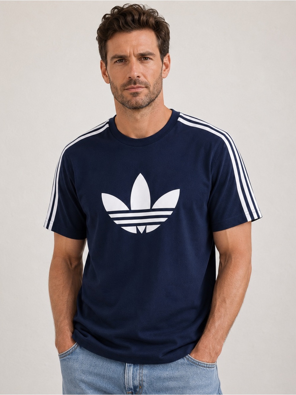 Adidas Originals Trefoil Logo T-Shirt Men’s Large Navy Blue | 100% Cotton
